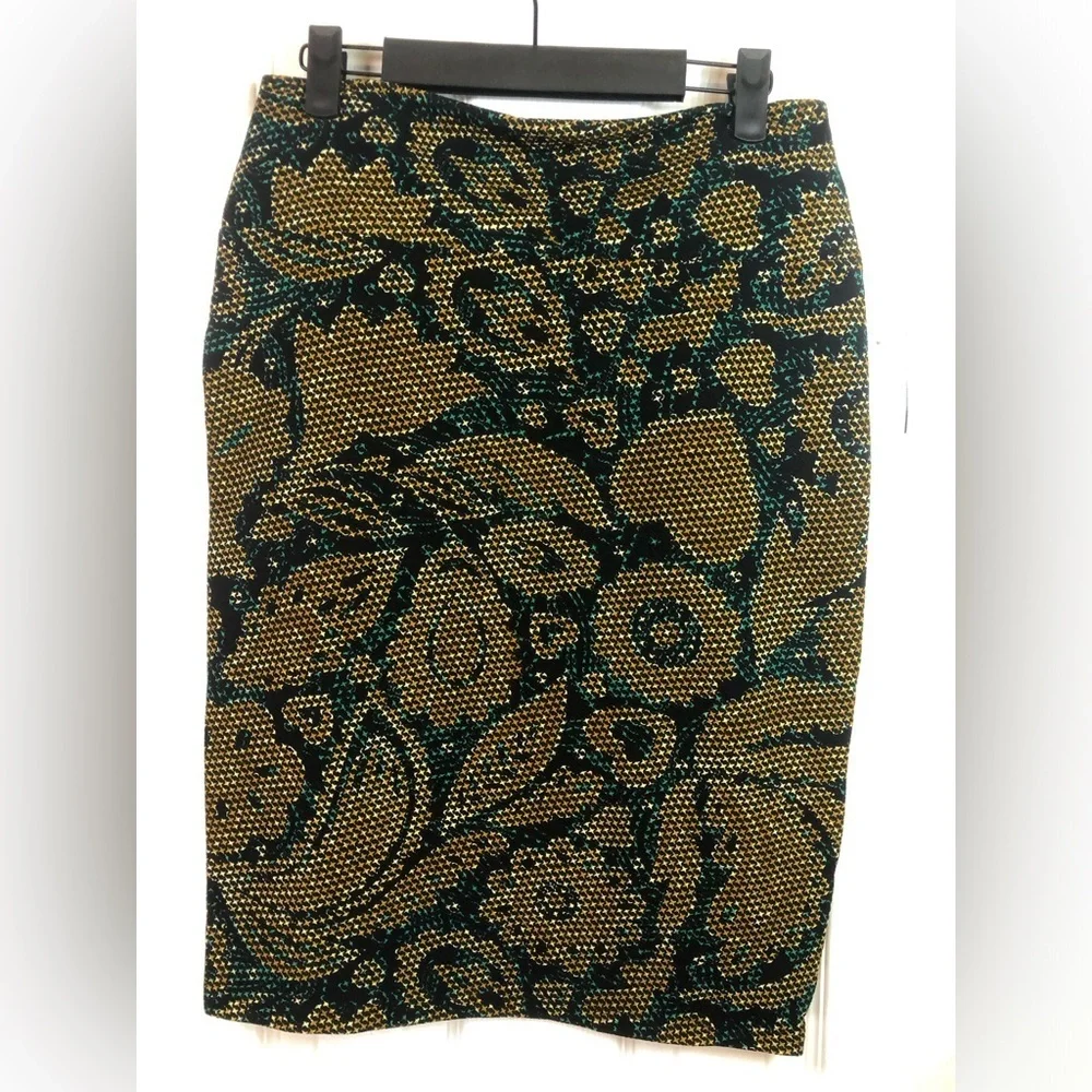 LuLaRoe Gold and Black Paisley Pencil Skirt